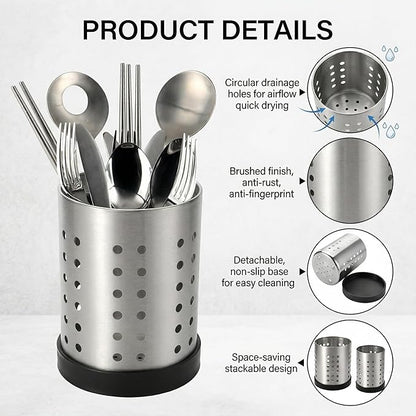 TOPZEA Set of 4 Kitchen Utensil Holder, Stainless Steel Cooking Utensil - Image 3
