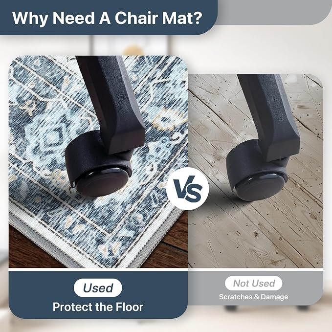 48"x72" Office Chair Mat for Hardwood Tile Floor, Under Desk Carpet Protector - Image 4