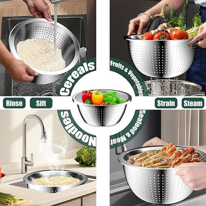 Mixing Bowls with Airtight Lids Set, 4 Stainless Steel Bowls Nesting Bowls & - Image 3