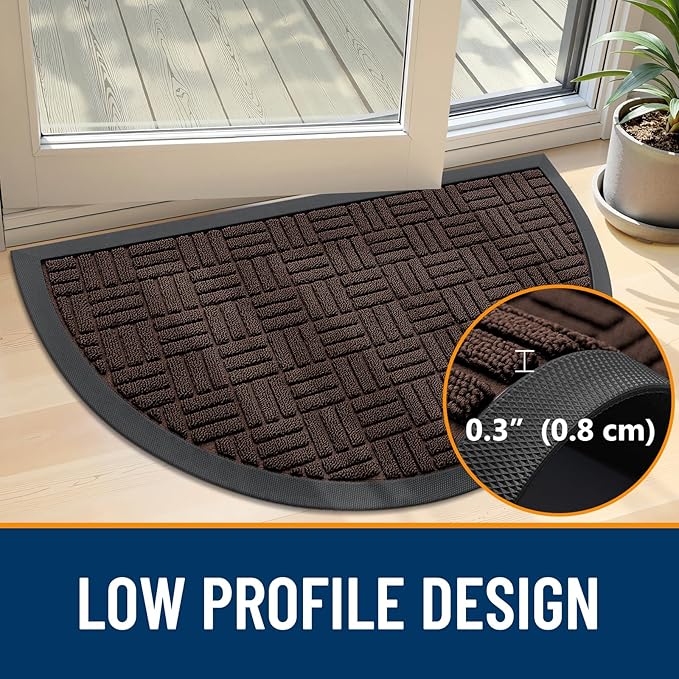 OLANLY Half Circle Door Mat Outside Entrance 29.5x17, Heavy Duty Sturdy Natural - Image 4