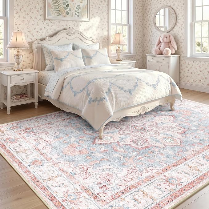 CAPALOCA Machine Washable Rugs Nursery Rug 6x9 Cute Girl Non Slip Low Pile by CAPALOCA