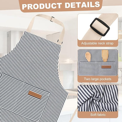 2 Pack Stripes Kids Apron, Kids Cooking Aprons - Image 3