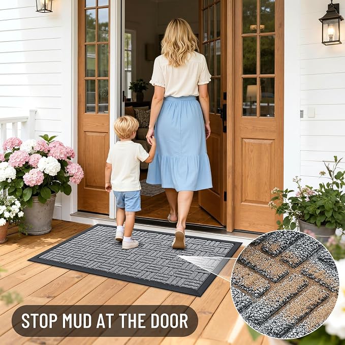 OLANLY Front Door Mat Outside Entrance 59x23, Heavy Duty Sturdy Natural Rubber - Image 6
