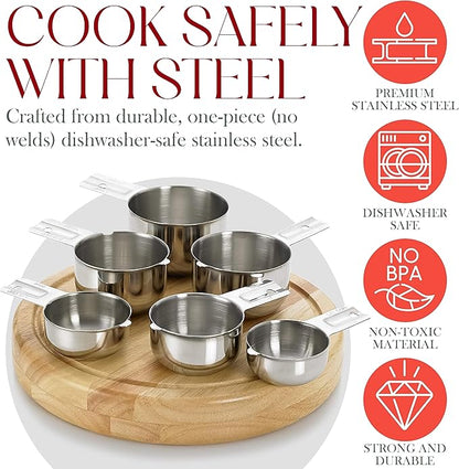 Bellemain One-Piece Stainless Steel Measuring Cups Set of 6 – Nesting Metal - Image 4