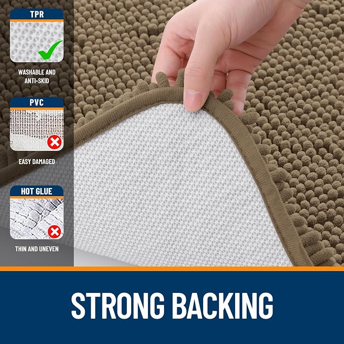 OLANLY Bathroom Rugs 35x24, Extra Soft Absorbent Chenille Bath Rugs, Rubber - Image 6