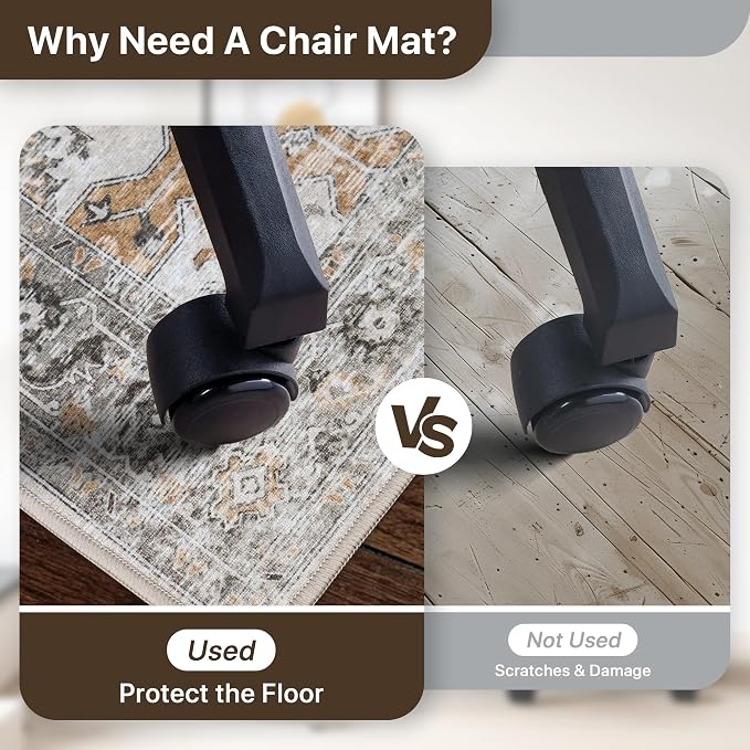36"x48" Office Chair Mat for Hardwood Tile Floor, Under Desk Carpet Protector - Image 4