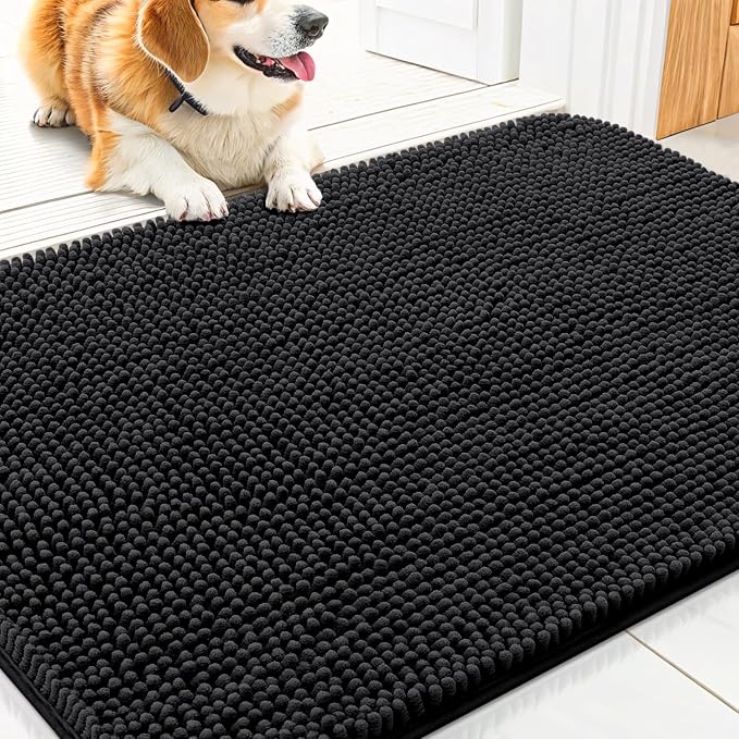 Smiry Dog Door Mat for Muddy Paws 30x17, Absorbent Dirt Trapper, Non-Slip by Smiry