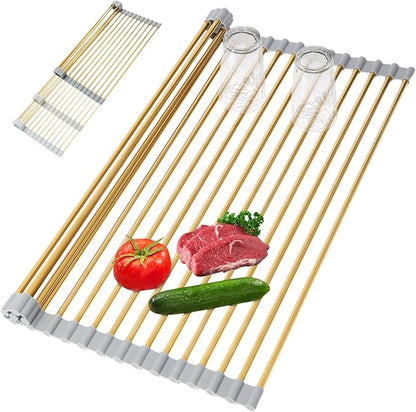 Golden Expandable Roll-UP Dish Drying Rack-Large 304 Stainless Steel Dish by HAYAWEY