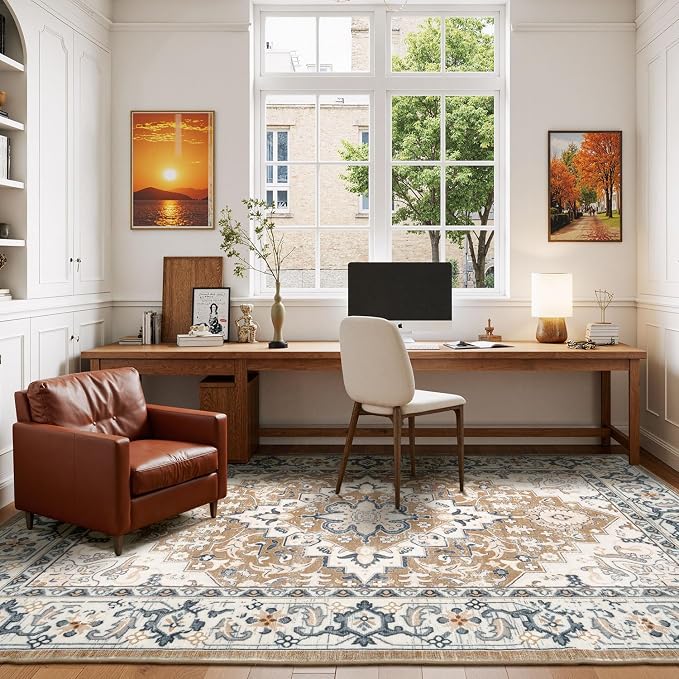 Lessymo Washable Area Rugs 6 x 9, Boho Area Rug Low Pile - Image 6