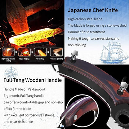 XYJ Authentic Since 1986, Knife Block Set, High Carbon Steel Forged Blades - Image 3