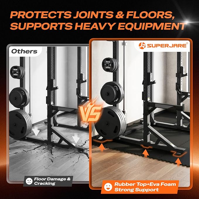 SUPERJARE 0.56'' Thick 6 Pcs 24 Sq Ft Rubber Top Exercise Equipment Mats - Image 4