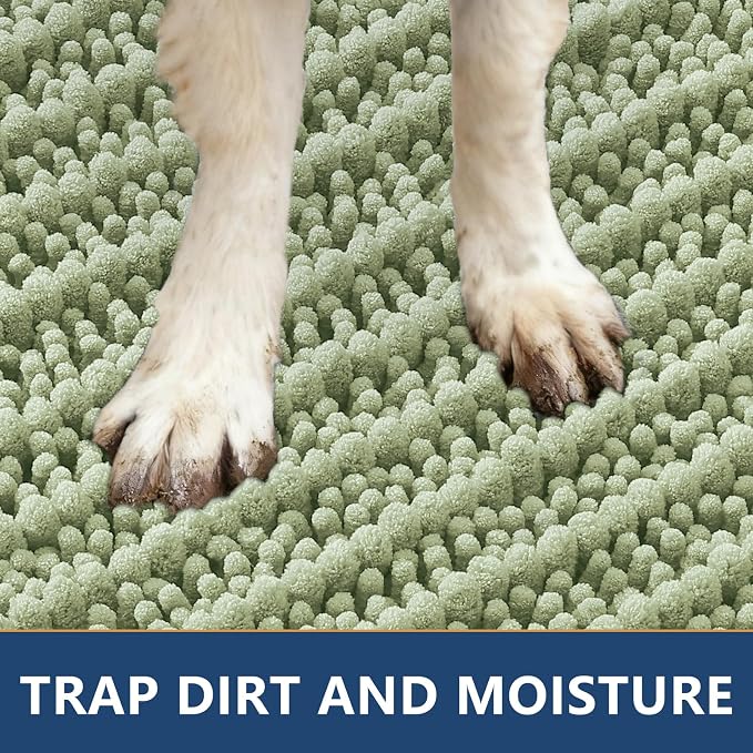 Smiry Dog Door Mat for Muddy Paws 40x32, Absorbent Dirt Trapper, Non-Slip - Image 4