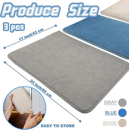 3 Pack XXL Dish Drying Mats, 24×17" Absorbent Microfiber Dishes Drainer Mats - Image 4