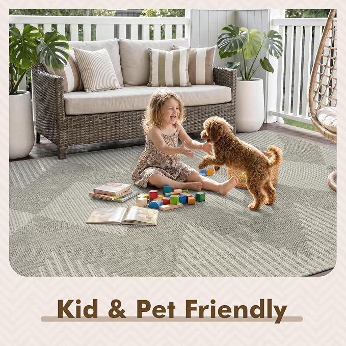 MontVoo-Outdoor Rug Carpet Patio Rug 8x10 Polypropylene Indoor Outdoor Rugs - Image 9
