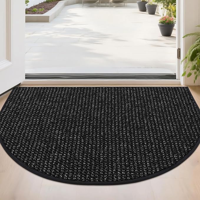 BEQHAUSE Dirt Trapper Door Mat 24" x 36" Half Circle Non-Slip Washable Doormats by BEQHAUSE
