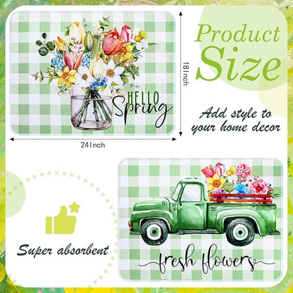 SiliFine 2 Pcs Dish Drying Mat for Kitchen, Spring Floral Absorbent Microfiber - Image 2