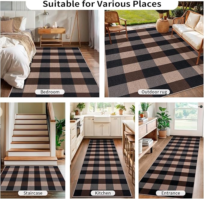 Tangsoo Checkered Easy Jute Rug, 2x3 Washable Ultra Thin Rug - Image 8