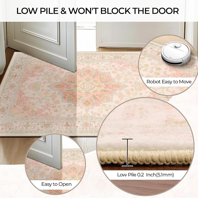 CAPALOCA Machine Washable Rugs Nursery Rug 5x7 Cute Girl Non Slip Low Pile - Image 6