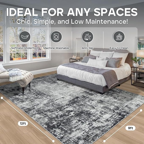 9x12 Area Rugs for Living Room Rug Washable: Modern Large Rug for Dining Room - Image 2