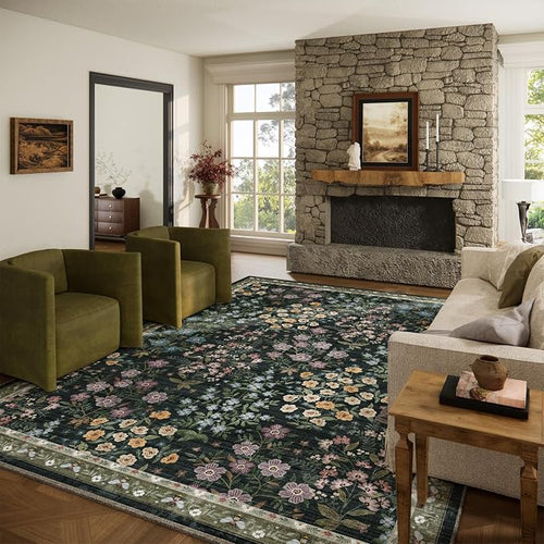 10x12 Area Rugs Living Room: Washable Rug Non Slip Stain Resistant Low Pile by palohom