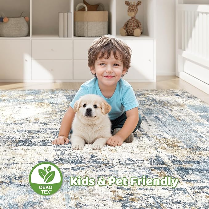 9x12 Area Rug Living Room: Washable Large Abstract Modern Soft Stain Resistant - Image 7
