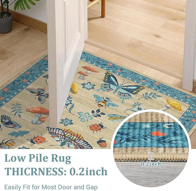 Mushroom Insect Washable Rug 5x7 Area Rugs - Image 7