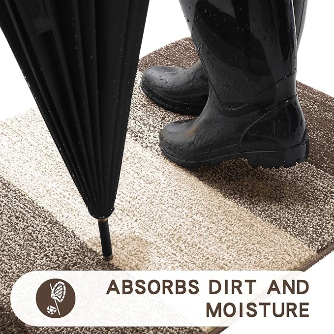 Kitinjoy Indoor Outdoor Door Mat, 47x20 Non-Slip Absorbent Dirt Trapper - Image 2