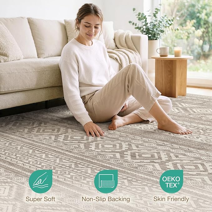 cotiled 7x9 Area Rugs Living Room Rug: Washable Boho Rugs - Image 2