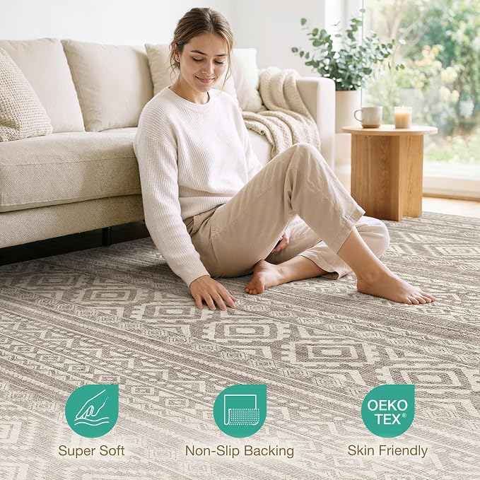cotiled 8x10 Area Rugs Living Room Rug: Washable Boho Rugs - Image 2