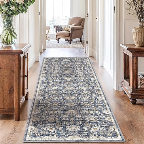 AMADA HOMEFURNISHING 2'6"x10' Washable Area Rug, Low-Profile Entryway Rug by AMADAHOMEFURNISHING