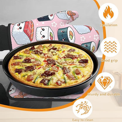 Cute Sushi Roll Japanese Oven Mitts and Pot Holders Set, Kitchen Decor Heat - Image 4