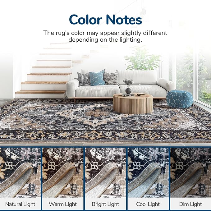 Lessymo Area Rugs 6x9, Machine Washable Area Rug, Super Soft Faux-Wool Area Rugs - Image 9