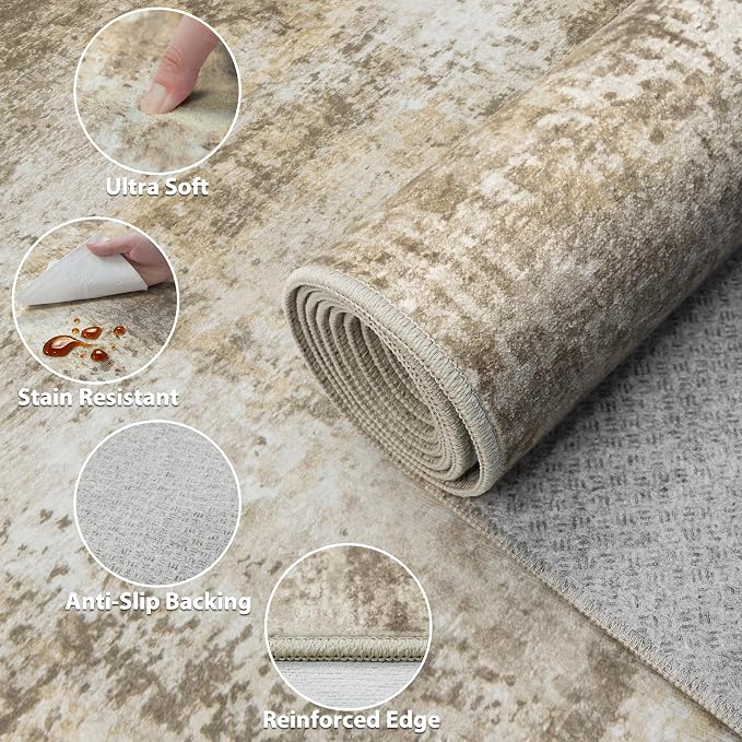 8x10 Area Rugs for Living Room Bedroom: Abstract Washable Rug - Image 6