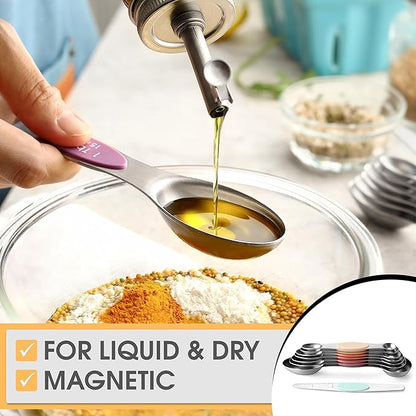 Spring Chef Stainless Steel Metal Magnetic Measuring Spoons Set of 8 - Image 4