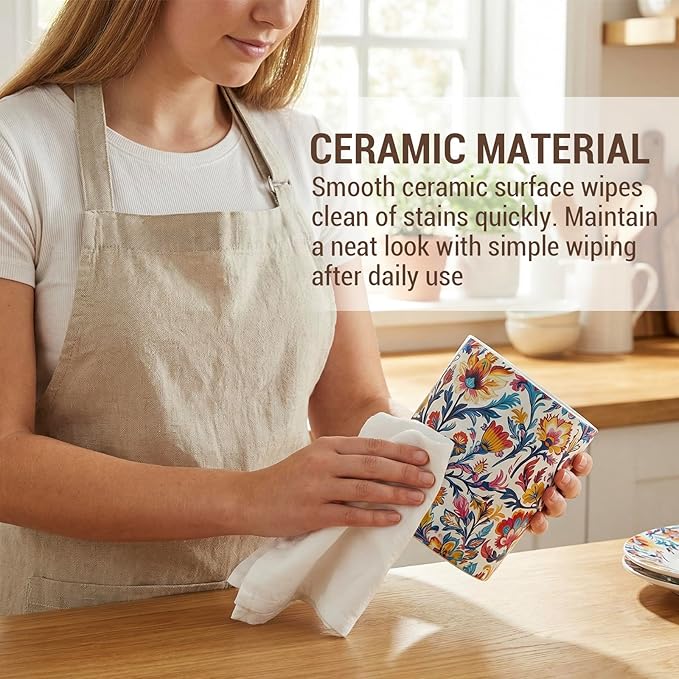 MyGift Vibrant Paisley Floral Ceramic Kitchen Utensil Holder – Decorative Crock - Image 3