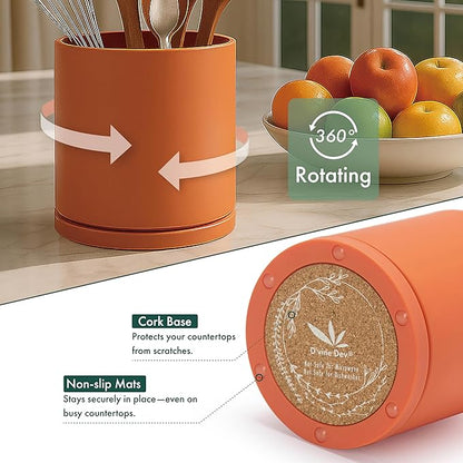 D'vine Dev 360° Rotating Utensil Holder Set – 7.2"+5" Kitchen Utensil Crocks - Image 4