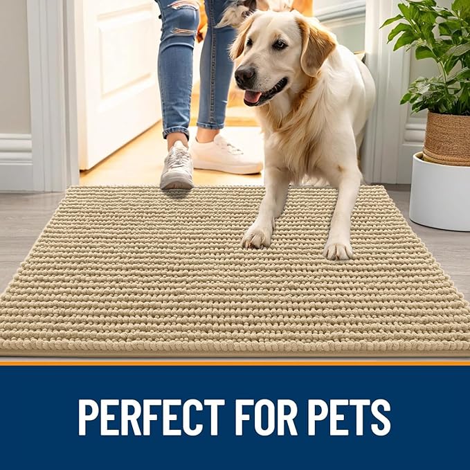 OLANLY Dog Door Mat for Muddy Paws 48x30, Ultra Absorbent Chenille Mud Doormat - Image 6