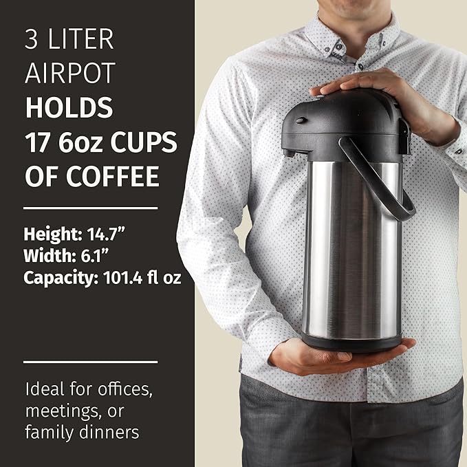 Coffee Carafe Airpot & Cleaning Brush - 101oz / 3L Airpot 12 Hours Hot Water - Image 4