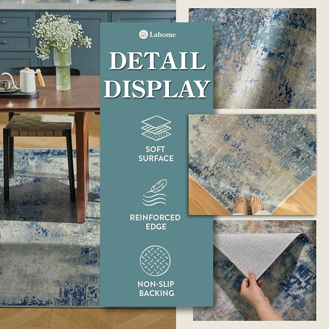 Lahome Modern Abstract Washable Area Rugs 5x7, Soft Living Room Rug Non Slip - Image 7