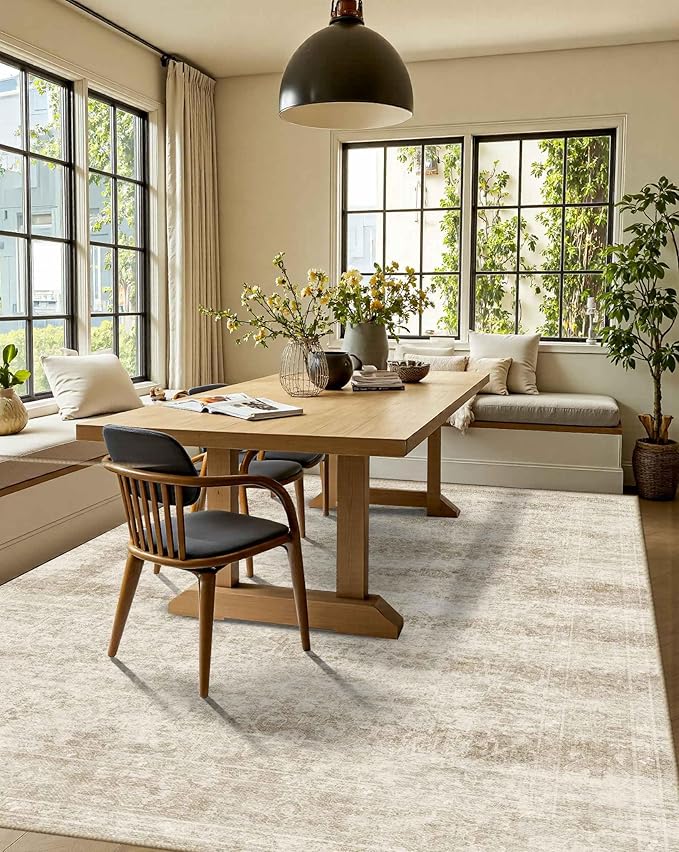 Latte&Fog 8x10 Area Rugs for Living Room, Large Vintage Beige Washable Rug - Image 3