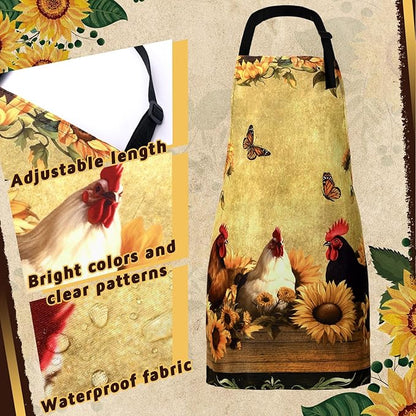 Geetery 4 Pcs Chicken Aprons for Women Rooster Print Apron Waterproof - Image 5