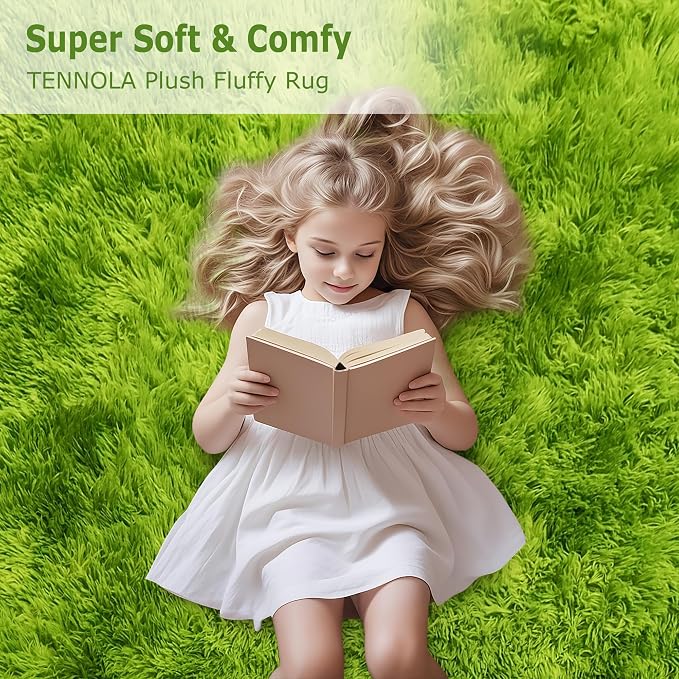 Soft Fluffy Tie Dyed Grass Green Shag Rug 2x3 Small Green Area Rug Carpet - Image 7