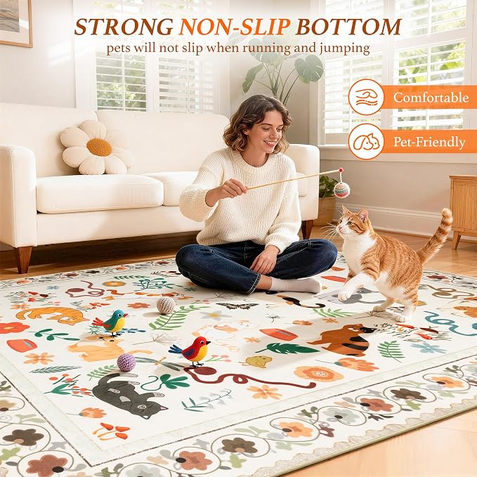 LIANLAM 2.7x8 Cat Themed Runner Rug - Image 3