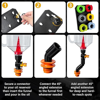 18 Pack No Spill Engine Oil Funnel Kit，1.59QT/1.5L Automotive Oil Funnel Set， 2 - Image 6