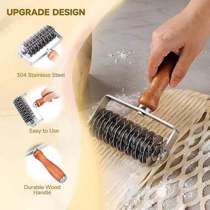 Pastry Lattice Roller Cutter, Stainless Steel Dough Cutter Wheel - Image 3
