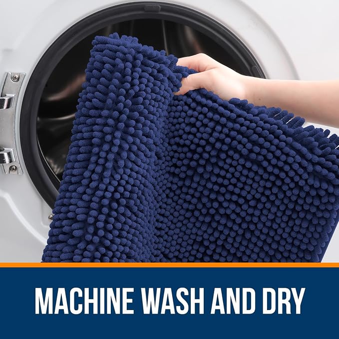 OLANLY Bathroom Rugs 35x24, Extra Soft Absorbent Chenille Bath Rugs, Rubber - Image 5