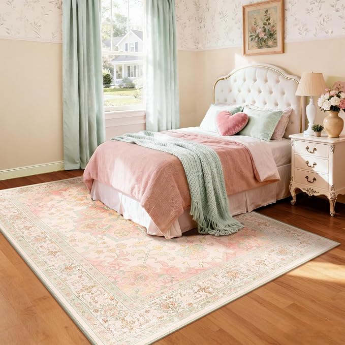 CAPALOCA Machine Washable Rugs Nursery Rug 9x12 Cute Girl Non Slip Low Pile - Image 9