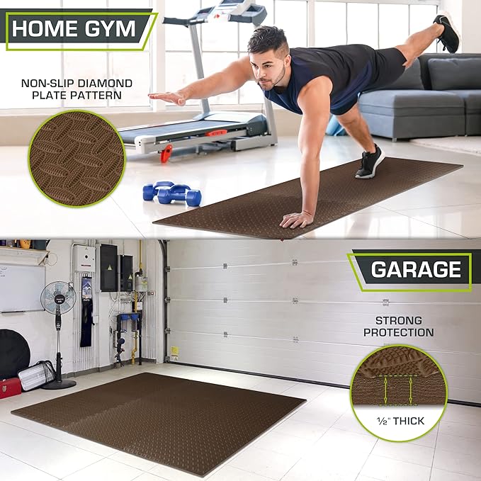 ProsourceFit Exercise Puzzle Mat 1/2-inch, EVA Interlocking Foam Floor Tiles - Image 3