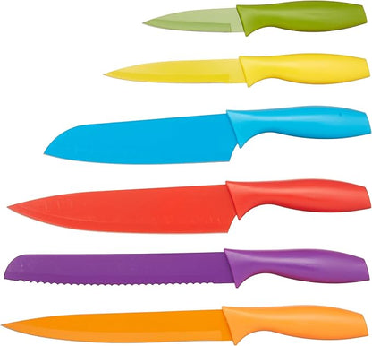 Amazon Basics Color-Coded Dishwasher Safe Kitchen Knife Set, 12-Piece - Image 4