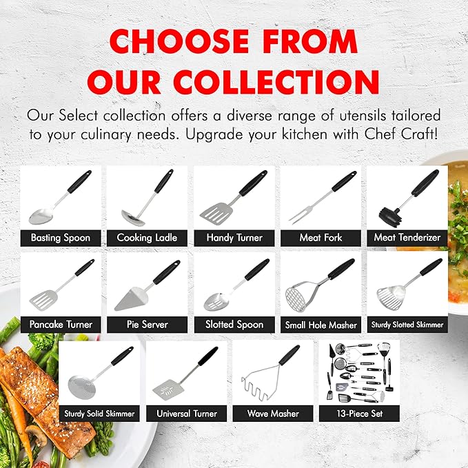 Chef Craft Select Sturdy Skimmer, 13.25 inch, Stainless Steel - Image 7